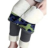Gefütterte Leggings Damen Strumpfhose Thermohose Winter High Waist Dicke Leggings Lang Pyjamahose Outdoor Fleecehose Warm Haushose Thermolegg