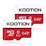 Kootion Micro SD Karte 64GB Speicherkarte Class 10 U1 Mini SD Karte MicroSDXC A1 4K UHS-I Memory Karte bis zu 80MB/s, 2er Pack MicroSD Card für Kameras Handy Tablets und Android Smartp