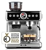 BEEM ESPRESSO-GRIND-PROFESSION | Espresso-Siebträgermaschine mit Mahlwerk | Kegelmahlwerk mit 30 Mahlgradeinstellungen | Gleichzeitige Zubereitung von Espresso und Mikromilchschaum [15 bar]