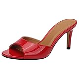 Unisex Herren Damen nackte Zehen Sandaletten Stiletto High Heels Rot 43 EU