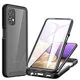 CENHUFO Für Samsung Galaxy A32 5G Hülle, Stoßfest Schutzhülle 360 Grad Rundumschutz Cover mit Eingebautem Displayschutz Robust Bumper Outdoor Case Transparent Handyhülle Für Samsung A32 5G - Schw