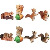 ZSWQ Eichhörnchen-Ornamente, Mini-Garten-Eichhörnchen-Ornamente, niedliche Mini-Eichhörnchen-Tier-Miniatur-Figuren, DIY-Tischdekoration, Feengarten-Miniaturen, 8 Stück (4 und 2 Farben)