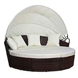 SVITA Savannah Sonneninsel mit Dach Polyrattan-Lounge Gartenmuschel Rattanmöbel Gartenliege B