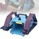 enweQVQ Elektrische Bandschleifer, Mini Bandschleifmaschine, 950 W Tischbandschleifer mit Doppelkopf-Design, Einstellbare Geschwindigkeit, 5000RPM, Schleifband 40X680mm, für DIY