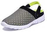 Clogs Herren Pantoletten Mesh Sabot Sommer Hausschuhe Damen Atmungsaktiv Gartenschuhe mit Rutschfest Weiche Sohle Freizeit Sandalen,Grün,EU 42