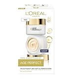 L'Oréal Paris Gesichtspflege Set, Age Perfect, Anti-Aging Tagespflege und Nachtpflege, Stütz-Effekt und Straffheit, Für reife Haut, Mit Soja-Ceramid, 2 x 50