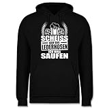 Shirtracer Kompatibel mit Oktoberfest Trachtenshirt Herren - Scheiß auf die Lederhosen! - weiß - S - Schwarz - Lederhose - JH001 - Herren Hoodie und Kapuzenpullover für M