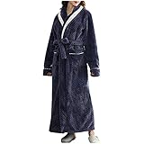 Saunamantel Herren Damen Winter Warme Teddy-Fleece Loungewear Kuschelig Bademäntel Weich Morgenmantel mit Gürtel Frotteemantel Elegante Onesie Schlafanzug Langarm Kimono Pyjamas Hausanzug