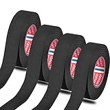 4 Stück Tape Schwarz Auto Gewebeband Klebeband Isolierband, Kabelbaum Klebeband Kabelbäume Elektrokabel Duct Tapes Baumwolle Klebeband Kabelisolierung für Haushalt, Kfz Motorrad 19mm x 20