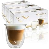 Mövenpick 6 x Cappuccino Gläser 220 ml - Spülmaschinengeeignete doppelwandige Gläser - Thermogläser geeignet als Teegläser und Kaffeeg