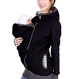 Zalock 3 in 1 Tragejacke Umstandsjacke für Mama und Baby Winter Freizeitjacke Babytrage Umstandsjacke Baumwolle K?nguru Softshell Umstandsmode Fleecejacke mit Kap
