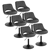 EUGAD 6er Set Sessel Loungesessel höhenverstellbar Clubsessel Cocktailsessel Drehsessel Samt Dunkelgrau Sitzhöhe40–55 cm 0831BY-6