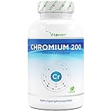 Chromium Picolinate - 200 mcg reines Chrom je Tablette - 365 Tabletten im Jahresvorrat - Laborgeprüft (Wirkstoffgehalt & Reinheit) - Ohne unerwünschte Zusätze - Hochdosiert - Veg