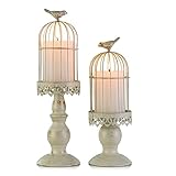 Dekorative Laterne Vogelkäfig Kerzenhalter Vintage-Kerzenständer for Heim Tabletop Anzeige Hochzeit Centerpiece Garten Weihnachtsdeko Indoor Outdoor Nutzung (Color : Distressed Ivory -2pcs)