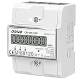 ORNO OR-WE-520 Stromzähler Hutschiene 3-Phasen-Anzeige des Stromverbrauchs mit MID Zertifikat, 0,25A - 80A,3 x 230V/400V, 50/60Hz, 800 imp/kW