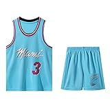 Wärme Wade 3# Basketball Jersey Kinder Anzug Sportswear Mesh atmungsaktiv ärmelloser Weste 2-teiliger Anzug Blue-XS