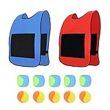 AiYoYo Wurfspielzeug-Set 2 Stück Oxford Cloth Sticky Vest mit großem Klettverschluss und 10 Stück Völkerball für Erwachsene und Kinder Outdoor-Spielzeug ab 3 Jahren an Stränden, Parks, G