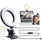 Plartree Videokonferenz Licht, 6' Ringlicht Laptop mit Clip, 3 Lichtmodi, 11 Helligkeitsstufen, Ringleuchte für Zoom Meeting,Webcam, Tiktok, Makeup, Live Stream, YouTube, Fotografie/Dimmb