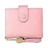 apofly Kreditkartenhalter Leder Bankkartenkasten Mit Herz Anhänger Quaste Kleine RFID Blockierung Damen Wallet Card Organizer Brieftasche 11x8