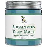 Eukalyptus Gesichtsmaske 250g, vegan - NATURKOSMETIK Anti Pickel, Mitesser Maske und gegen Akne - Anti-Aging Pflege für trockene und unreine Haut - Reinigungsmaske für Gesicht und Körp