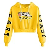 Dilireba Damen Teenager Mädchen Hoodie Sweatshirt mit Kapuze Kühe Buchstabe Motiv Lässig College Kurz Sport Pullover Herbst W