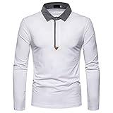 KXZD Herren Patchwork Poloshirt Classic Mode Langarm Poloshirts Revers T-Shirt Langarmshirts Poloshirt Herren Langarm Pullover Sweatshirt T Shirts Männer Revers Langarmshirt Herren Polo S