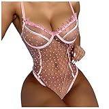 Dasongff Dessous Body Wäsche Damen Sexy Erotik Bodysuit Reizwäsche Spitze Lingerie Top Einteiliger Negligee Oberteil Hollow Out Unterwäsche mit Riemen Bodysuit Reizw