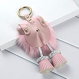 Creative Fashion Fringed Rabbit Keychain Plush Ladies Bag Pendant@Pink