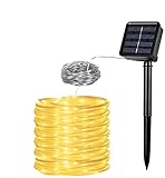 Solar Lichtschlauch Lichterkette, Vegena 12 M 100 LED 8 Modi Wasserdicht IP65 lichtschlauch außen für Garten,Party,Hochzeit, Pavillon und Weihnachten Warmweiß