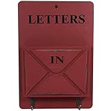 Symbiamo Briefkasten aus Holz Briefkasten Wand halterung Briefsortierer Aufbewahrungs box Schlüssel haken Stehender Halter (dunkel rot)