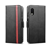 Rssviss Hülle für Samsung Xcover Pro Handyhülle Xcover Pro PU Leder Case 3 Kartenfächer Premium PU Leder Schutzhülle mit Magnetverschluss für Galaxy Xcover Pro Ledertasche Flip Case 6,3 Zoll Schw