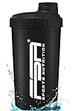 Protein Shaker 700 ml mit Messskala und Drehverschluss, für Diät- und Protein-Shakes, BPA frei von FSA Nutrition - Schw