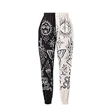 whitzard Damen Sporthose Trendy Elastic Waist Taille Street Jogger Leichte Bequeme Baggy Workout Jogginghose Lounge Hose mit Pockets (Erste Sun in Splendour, L)