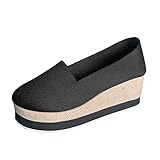 Mokassin Hausschuhe Damen Puma Plateau Sneaker Damen Blockabsatz Stiefel Wedges Shoes Slip On Sneaker Low Top Flache Loafer Bequeme Halbschuhe Leicht Atmungsaktive Freizeit S