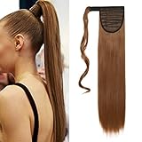 Ponytail Extensions Pferdeschwanz Haarteil Clip in Extensions wie Echthaar Zopf Kunsthaare Haarverlängerung Glatt 66cm Hellb