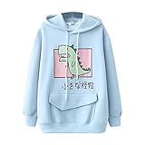 Sasaquoy Hoodie Kapuzenpullover für Damen Sweatshirt mit Kapuze Kawaii Dinosaurier Pulli Outwear Langarm Mode Sweatshirt Süßer Pullover Stil Kawaii Bluse Tops Herbst Winter M