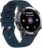 CNZZY Herren Smart Watch Bluetooth Anruf Musik Uhr Blutdruck Pulsmesser Fitness Tracker IP68 Wasserdicht Uhr (Für Android IOS)(D)