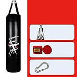 JJYY Hohl Boxingpunch Bag, Schwerlast Suspension Gefüllt Sandsack Boxsäcke Zum Stressabbau Im Haushalt, Erwachsene Und Kinder Taekwondo Kampfkunst Kampf Gegen Muay Thai Karate MMA,Schwarz,120CM