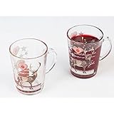 Schrader Grog Glas Rentier, 2er Set (H 9,5 x Ø 8 cm)