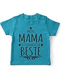 miKalino Baby/Kinder T-Shirt mit Spruch für Jungen Mädchen Unisex Kurzarm Meine Mama ist einfach die Beste | handbedruckt in Deutschland | Handmade with Love, Farbe:Atoll, Grösse:80-86