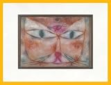 Germanposters Paul Klee Katze und Vogel Poster Kunstdruck Bild im Holz Rahmen in Gelb 60x80