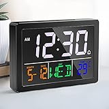 NBPOWER Wecker Digital Mit Großes LED Display, Digitale Uhr Wecker Tischuhr Mit Temperatur/ Musik Klingelton/ Datum/ Snooze, Perfekt für Nachttisch, Schlafzimmer und Bü