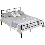 Yaheetech Einzelbettgestell, Bettrahmen, Metallbett, Bettgestell aus Metall, für 140 x 200 cm Matratze, Gästebett, für kleine Räume, schw