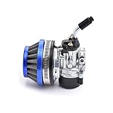 STARELO 19mm Vergaser 2-Takt-Motor Racing Vergaser Tuning Vergaser mit Luftfilter für 47cc 49cc Mini pocketbike (Blau)