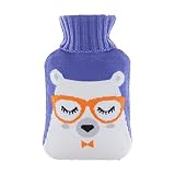 XYAN 2L Heißwasserflasche tragbare niedliche Cartoon Handwärmer mit Strickbedeckung for Schmerzlinderung for Frauen Home draußen (Farbe : Grün)