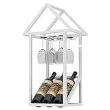 HLWJXS Weinregal, Bar, Restaurant, Hängend, Weinglasregal, Dekorhaus Mit Stielgeschirrhalter, Rustikaler Weinflaschenhalter, Weingläser Displayständer, Schrank Organizer Küche, Wandmontage, W