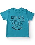 miKalino Baby/Kinder T-Shirt mit Spruch für Jungen Mädchen Unisex Kurzarm Individueller Name 'aus dem Hause | handbedruckt in Deutschland | Handmade with Love, Farbe:Atoll, Grösse:68-74