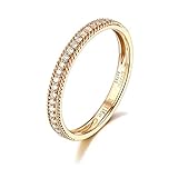 KnSam Damen Ring, Damen Ringe In Weißgold Einfacher Dünner Ring 18 K Gelbgold Verlobung Ringe Frau Mädchen Mit Diamant G
