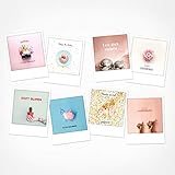 PICKMOTION Set mit 8 Foto-Post-Karten Grüße & Wünsche, Instagram-Fotografen-Geburtstag-Karten, handgemachte Grußkarten, lustige Sprüche & Motive, Tiere, Blumen, bunt, BPK-0119