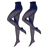 NUR DIE Damen Fit in Form 40 2er Pack Strumpfhose, Marine, 40-44